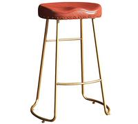 CFWSHJ PU Leather Bar Stools, Counter Height Stools, Vintage Barstools with Metal Legs and Footrest Tall Stool for Kitchen Pub Cafe Bar Island Dining Room (Red 1ps 65cm/25.6in)
