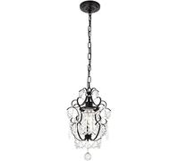 CFWSHJ Rustic Crystal Chandelier Wrought Iron K9 Raindrop Pendant Light Adjustable Chain Ceiling Hanging Lighting,for Living Room