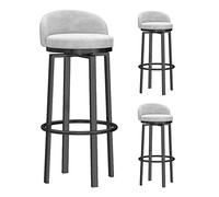 CFWSHJ Set of 2 Breakfast Stools with Backs Workshop Barstool Upholstered Seat Metal Footrest Swivel Velvet Barstools for Home Bar Counter Kitchen and Isla (White 3PCS)