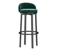 CFWSHJ Set of 2 Breakfast Stools with Backs Workshop Barstool Upholstered Seat Metal Footrest Swivel Velvet Barstools for Home Bar Counter Kitchen and Isla (Green 1PCS)