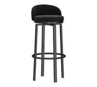 CFWSHJ Set of 2 Breakfast Stools with Backs Workshop Barstool Upholstered Seat Metal Footrest Swivel Velvet Barstools for Home Bar Counter Kitchen and Isla (Black 1PCS)