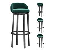 CFWSHJ Set of 2 Breakfast Stools with Backs Workshop Barstool Upholstered Seat Metal Footrest Swivel Velvet Barstools for Home Bar Counter Kitchen and Isla (Green 4PCS)