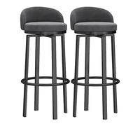 CFWSHJ Set of 2 Breakfast Stools with Backs Workshop Barstool Upholstered Seat Metal Footrest Swivel Velvet Barstools for Home Bar Counter Kitchen and Isla (Grey 2PCS)