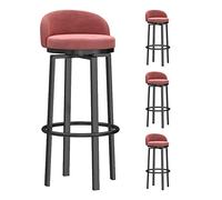 CFWSHJ Set of 2 Breakfast Stools with Backs Workshop Barstool Upholstered Seat Metal Footrest Swivel Velvet Barstools for Home Bar Counter Kitchen and Isla (Pink 4PCS)