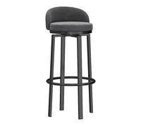 CFWSHJ Set of 2 Breakfast Stools with Backs Workshop Barstool Upholstered Seat Metal Footrest Swivel Velvet Barstools for Home Bar Counter Kitchen and Isla (Grey 1PCS)