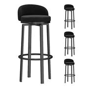 CFWSHJ Set of 2 Breakfast Stools with Backs Workshop Barstool Upholstered Seat Metal Footrest Swivel Velvet Barstools for Home Bar Counter Kitchen and Isla (Black 4PCS)