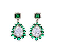 CFWSHJ Sparkling 18K Gold Floral Dangle Earrings, Teardrop Shape Crystal Drop Earrings for Weddings, Ideal Gift for the Bride & Her