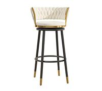 CFWSHJ Stools with Back and Footrest Counter Height ° Swivel Metal Bar Chairs, Vintage Velvet Barstools for Home/Kitchen Island/Breakfast Bar/Restaurant (White 75cm)