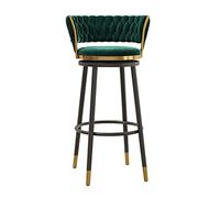 CFWSHJ Stools with Back and Footrest Counter Height ° Swivel Metal Bar Chairs, Vintage Velvet Barstools for Home/Kitchen Island/Breakfast Bar/Restaurant (Green 75cm)