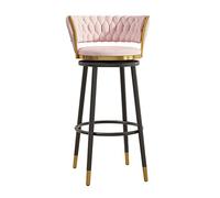 CFWSHJ Stools with Back and Footrest Counter Height ° Swivel Metal Bar Chairs, Vintage Velvet Barstools for Home/Kitchen Island/Breakfast Bar/Restaurant (Pink 75cm)