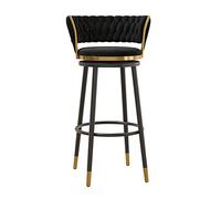 CFWSHJ Stools with Back and Footrest Counter Height ° Swivel Metal Bar Chairs, Vintage Velvet Barstools for Home/Kitchen Island/Breakfast Bar/Restaurant (Black 75cm)