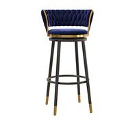 CFWSHJ Stools with Back and Footrest Counter Height ° Swivel Metal Bar Chairs, Vintage Velvet Barstools for Home/Kitchen Island/Breakfast Bar/Restaurant (Blue 65cm)