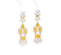 CFWSHJ Stunning 18K Gold Long Rectangular Cut Geometric Drop Earrings, Unique waterdrop Crystal Dangle Earrings, Ideal Gift for Birthdays & Mother’s Day