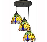 CFWSHJ Style Hanging Lights Lighting Orange Blue Dragonfly Lampshade Art Pendant Lamp Rustic Vintage Flush Mount Ceiling Light Dining Room Bedroom,D,D