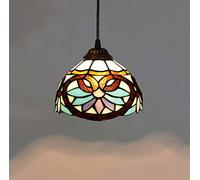 CFWSHJ Style Light Fixture Stained Glass Chandelier Hanging Lamps 8-Inch Dining Room Kitchen Island Bar Ceiling Pendant Lamp,E27,Hanging Light(B)