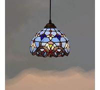 CFWSHJ Style Light Fixture Stained Glass Chandelier Hanging Lamps 8-Inch Dining Room Kitchen Island Bar Ceiling Pendant Lamp,E27,Hanging Light(E)
