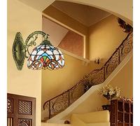 CFWSHJ Style Sconces Vintage 8" Stained Glass Shade Wall Lamp Bathroom Mirror Front Vanity Light Fixture for Corridor Hallway Bedroom,Yellow