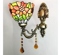 CFWSHJ Sunflower 6" Style Colorful Glass Shade Vintage Wall Fixture Bedside Lamp Vanity Night Light for Bedroom Bathroom Hallw,Orange