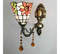 CFWSHJ Sunflower 6" Style Colorful Glass Shade Vintage Wall Fixture Bedside Lamp Vanity Night Light for Bedroom Bathroom Hallw,Beige