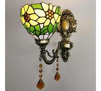 CFWSHJ Sunflower 6" Style Colorful Glass Shade Vintage Wall Fixture Bedside Lamp Vanity Night Light for Bedroom Bathroom Hallw,Yellow