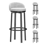CFWSHJ Swivel Bar Stools Set of 4 for Kitchen, Counter Height Bar Chairs with Back Tall Barstools Velvet Kitchen Island Stools with Black Metal Legs, Seat Height 75cm,White (White 75cm)