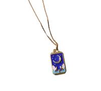 CFWSHJ Tarot Card Necklace For Women And Girls, Punk Tarot Sun God Star Moon Hand Flame Square Necklace, Pisces Necklace, Taurus Necklace, Celestial Necklace, Pisces Necklace For Women