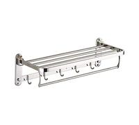 CFWSHJ Towel Rack Towel Storage Bath Towel Rail Single Towel Bar Forsusdouble Layer with Hook Multi-Pole Foldable Multifunctional Wall-Mounted Household Towel Rack/Length 60Cm Decora