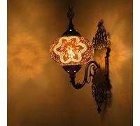 CFWSHJ Turkish Moroccan Lamp 7 inch Mosaic Handmade Style Stained Globe with Hand Cut Colorful Glass Beads Lantern Wall Mounted Light,A