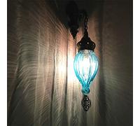CFWSHJ Turkish Moroccan Mosaic Wall Lamp with Handmade Style Glass Globe, Plating Bronze Base Light, Arabian Classical Lamps for Bathroom Bedside Hallway,D,H