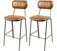 CFWSHJ Vintage Barstools Industrial Bar Stool Chairs with Metal Legs, Backrest and Footrests, Perfect for Living Room, Kitchen, Party Room (Brown 2ps)