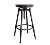 CFWSHJ Vintage Wood Metal Bar Stool, Adjustable Height 27.5-35.8 inches