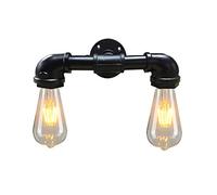 CFWSHJ Wall Lighting Vintage Wall Sconce Retro Interior Industrial Water Pipe Wall Sconce Loft Antique Iron Art Double Head Wall Sconce E27 Country Style Steampunk for Bar