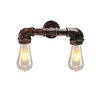 CFWSHJ Wall Lighting Vintage Wall Sconce Retro Interior Industrial Water Pipe Wall Sconce Loft Antique Iron Art Double Head Wall Sconce E27 Country Style Steampunk for Bar