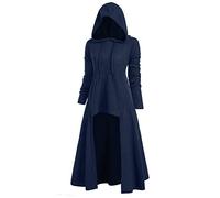 CFWSHJ Womens Renaissance Costume Hooded Plus Size Cloak Vintage Solid Color Steampunk Pullover Dresses Halloween Costumes for Women Cape Dress Witch Costume