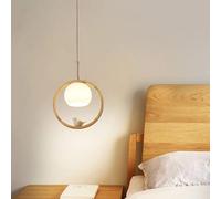 CFWSHJ Wooden Hanging Ceiling Lamp Nordic Creative Bird Pendant Light Glass Globe Wood Frame Single Kitchen Island Fixture s for Dining