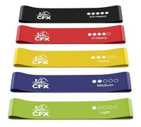 CFX Resistance Bands, Exercise Bands Skin-Friendly with 5 Different Strength Levels - for Legs and Glutes, Arms, Pilates, Yoga