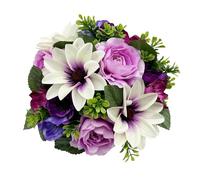 CFY Memorials Premium Artificial Grave Flowers - 24cm Lilac Dahlia With Camellia & Anemone x24 | Weighted Pot