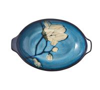 CFY652 Baking Dish 5.5cm Deep Nordic Ceramic Double Ear Baking Tray for Home Use, Large Oval Shaped Household Kitchen Dish Oven Dish