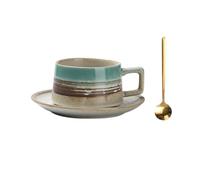 CFY652 Coffee Mugs Ceramic Coffee Cup Commercial Milk Tea Oatmeal Retro Pattern Home Restaurant with Saucer Spoon Coffe Cups