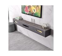 CFY652 Floating TV Unit Floating TV Stand,Wall Mounted TV Cabinet with Drop-down door and 2 Drawers for Living Room Office TV Shelf for Wall(Gris,150x24x20cm)