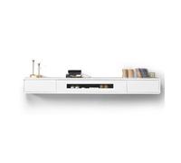 CFY652 Floating TV Unit Minimalist Floating TV Stand, Wall-Mounted Entertainment for Living Room and Bedroom shelf TV Shelf for Wall(White,180x20x24cm)