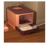 CFY652 For Cats and Dogs Only Cat Litter Box with Lid, Front Entry Top Exit Kitty, Extra Large Enclosed with Scoop Indoor Use(Pink)
