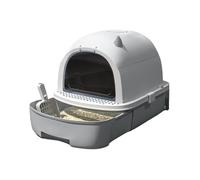 CFY652 For Cats and Dogs Only Enclosed Kitty Litter Box with Scoop, Large, Top Entry Anti-Splashing, Free In& Out Covered, Anti- Splashing Easy Clean Indoor Use(Gris)