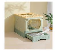 CFY652 For Cats and Dogs Only Foldable Cat Litter Box, Extra Large top Entry with lids, XL for Big Cats, Easy Clean Kitty Indoor Use(Green)