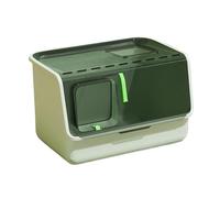 CFY652 For Cats and Dogs Only Fully Enclosed Cat Litter Box, Portable Pet Toilet with Large Space, Front Entry, Top Exit, Plastic Cleaning Bath Basin for Cats and Small Dogs Indoor Use(Green)