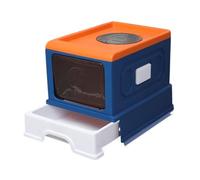 CFY652 For Cats and Dogs Only Fully Enclosed Cat Litter Pan, Cats Box with Front Entry & Top Exit Large Space Toilet Boxes, Drawer Pet Supplies Indoor Use(Blue)