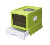 CFY652 For Cats and Dogs Only Fully Enclosed Cat Litter Pan, Cats Box with Front Entry & Top Exit Large Space Toilet Boxes, Drawer Pet Supplies Indoor Use(Green)