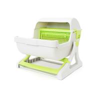 CFY652 For Cats and Dogs Only Large Cat Litter Pan Semi-Closed Semi-Automatic Tipping Box Pet Supplies Easy to Clean Indoor Use(Green)