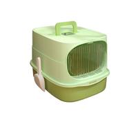 CFY652 For Cats and Dogs Only Plastic Litter Box, with Lid, High Side Cat for Big Cats and Kittens, Large with Scoop Indoor Use(Green)