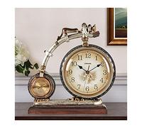 CFY652 Mantel Clock European-style Clock Mute Large Creative Bicycle Modeling Personalized Handicraft Ornaments Decor Clocks(C)